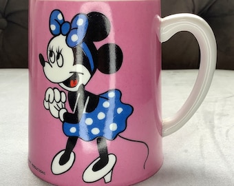 Vintage Minnie Mouse Musical Mug, Pink & Blue, Walt Disney Productions