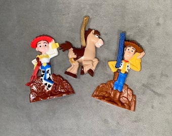 Conjunto vintage de tres adornos navideños de goma TOY STORY