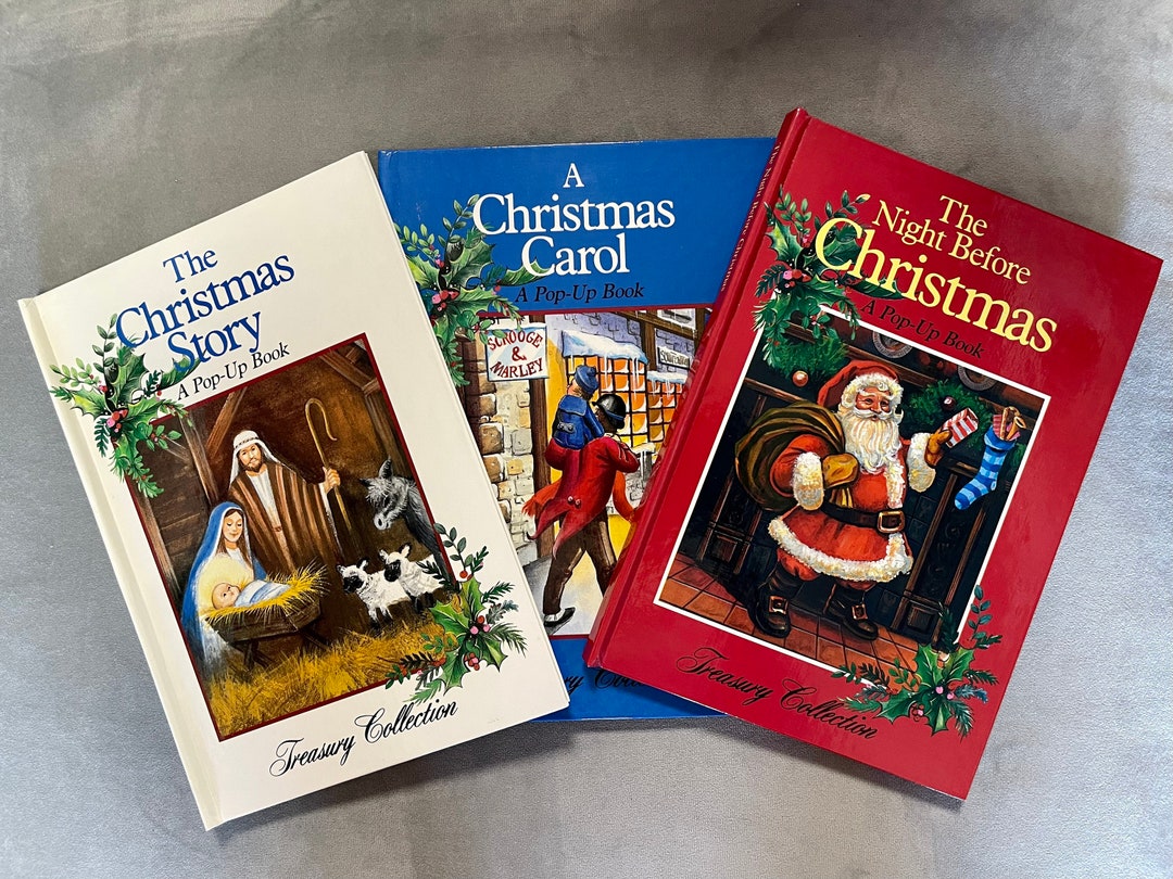 THREE VINTAGE Christmas Popup Books, Treasury Collection. the