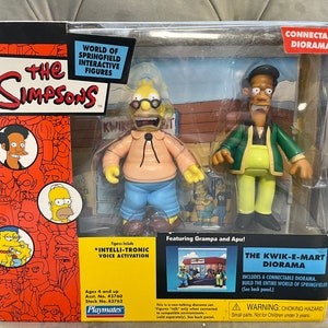 2003 The SIMPSONS UNOPENED World Of Springfield INTERACTIVE Environment &quot;The Kwik-E-Mart&quot; Diorama With Apu & Grandpa