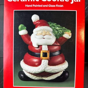 Unopened Hand Painted Christmas Santa Cookie Jar