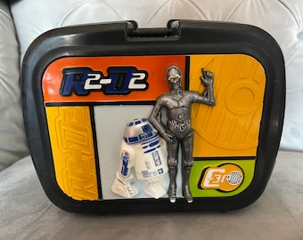 2002 Thermos Brand STAR WARS R2-D2 and C-3PO Plastic Lunch Box without Thermos