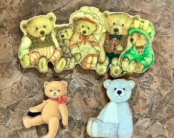 Vintage Set Of Three Teddy Bear Refrigerator Magnets