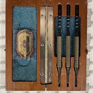 Vintage Accudart Set of 3 Darts with Original Wood Carrying Case