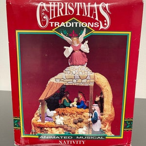 Christmas Traditions Animated Musical CHRISTMAS NATIVITY. 1994. Wind Up Musical with Moving Figures.