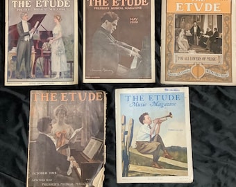 SET of 10 Vintage 1910-1930s The ETUDE The Music Lovers Magazine