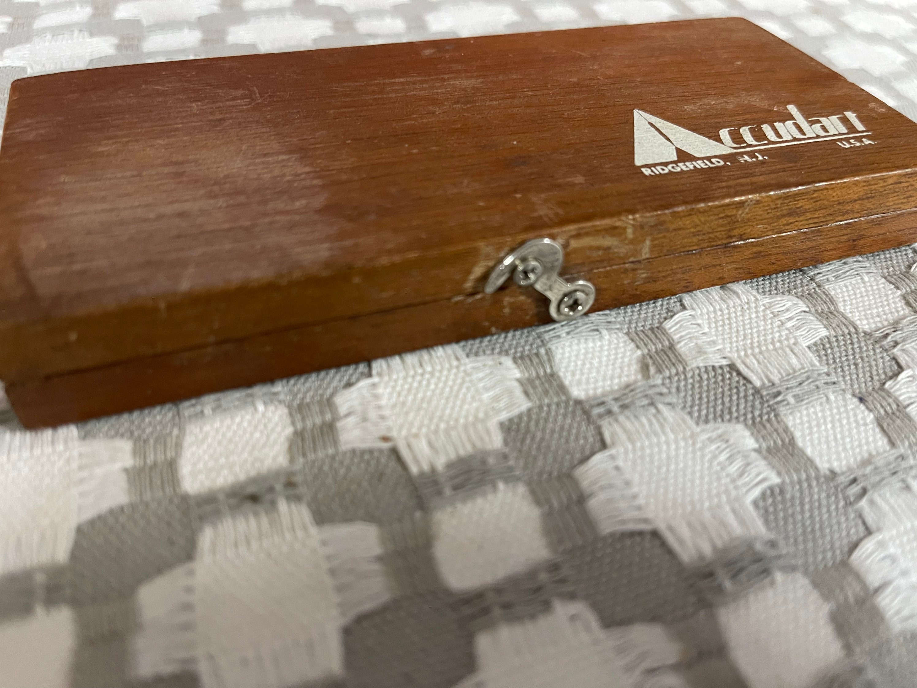 Vintage Accudart Set of 3 Darts With Original Wood Carrying Case