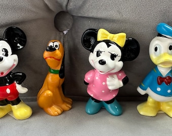 Disney - 1970-80s Mickey &amp; Minnie Mouse  貯金箱人形 VTG Disney MICKEY AND MINNIE MOUSE Pair Hard Plastic 6.5