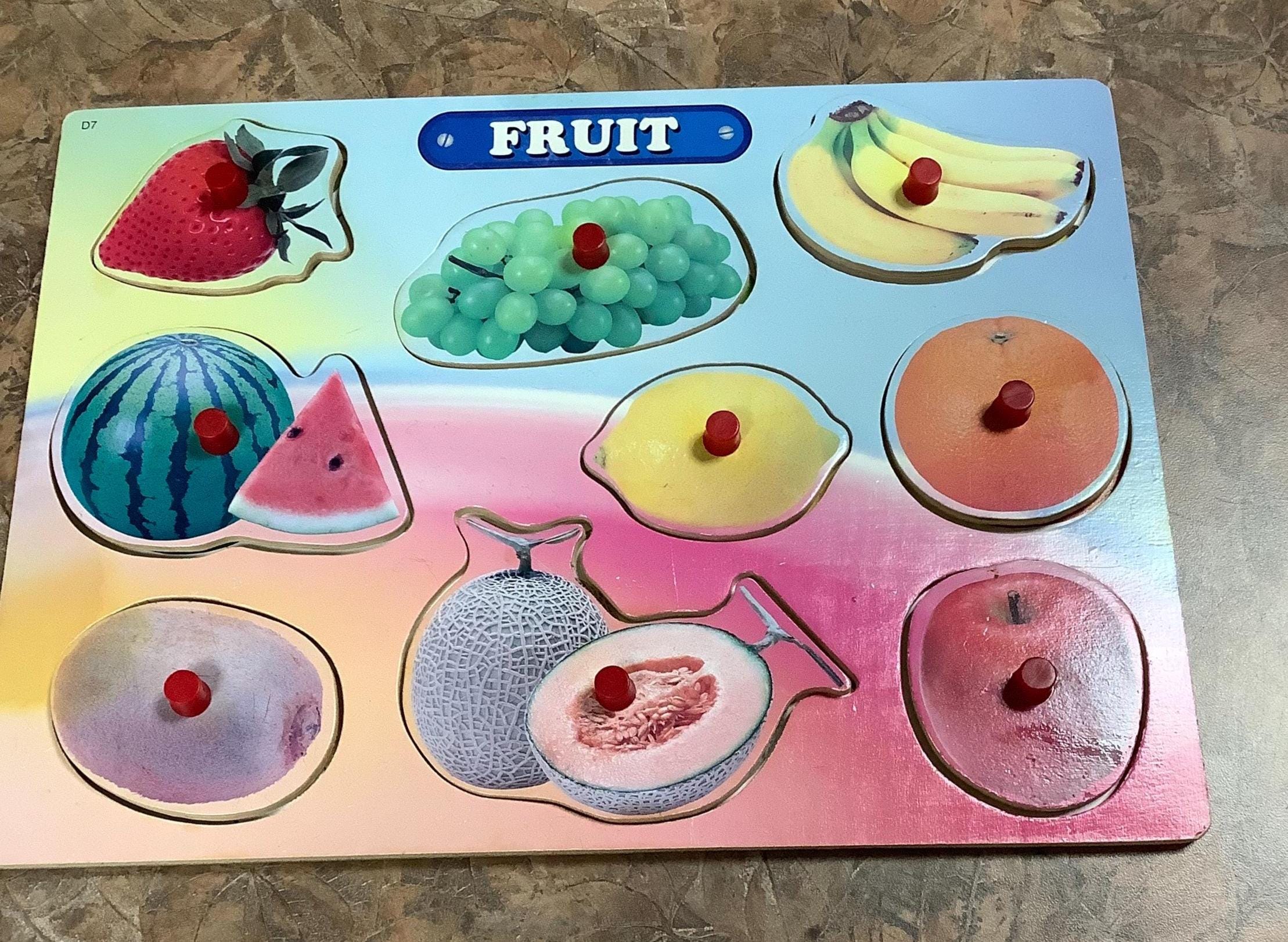 Vintage Wooden FRUIT PUZZLE - Etsy