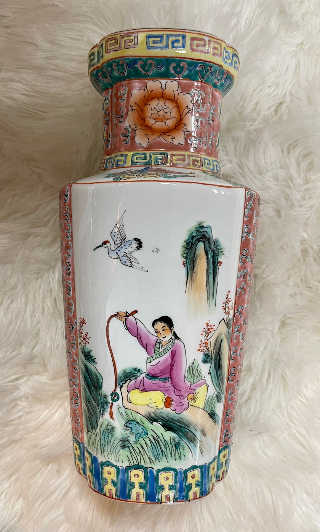 Large Chinese ROSE Vase. Made in China. Etsy