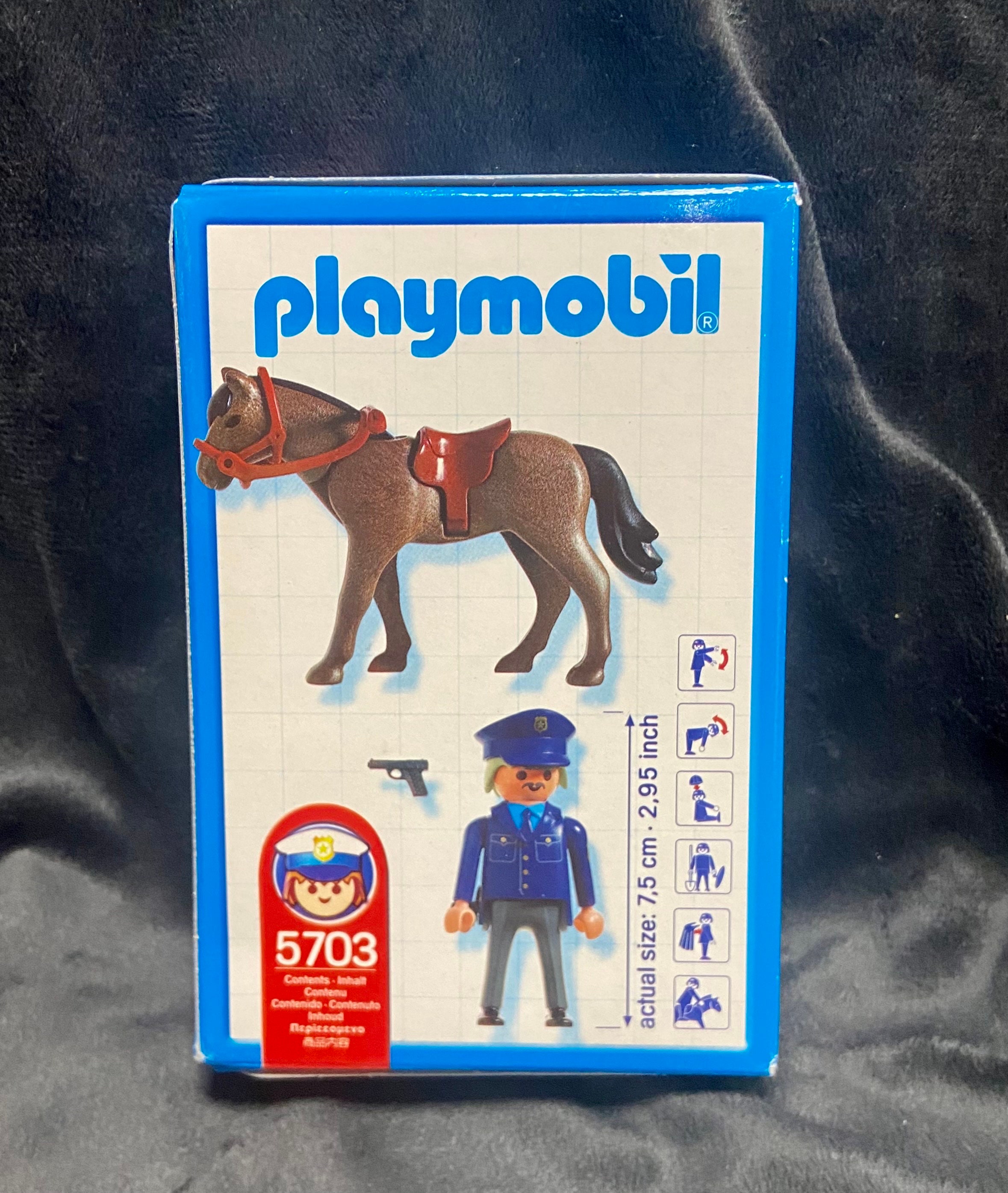 Playmobil 3162/3163 ? Policier à Cheval Geobra 2002 : Figurine Vintage Allemagne, Neuve Sous Scellé !