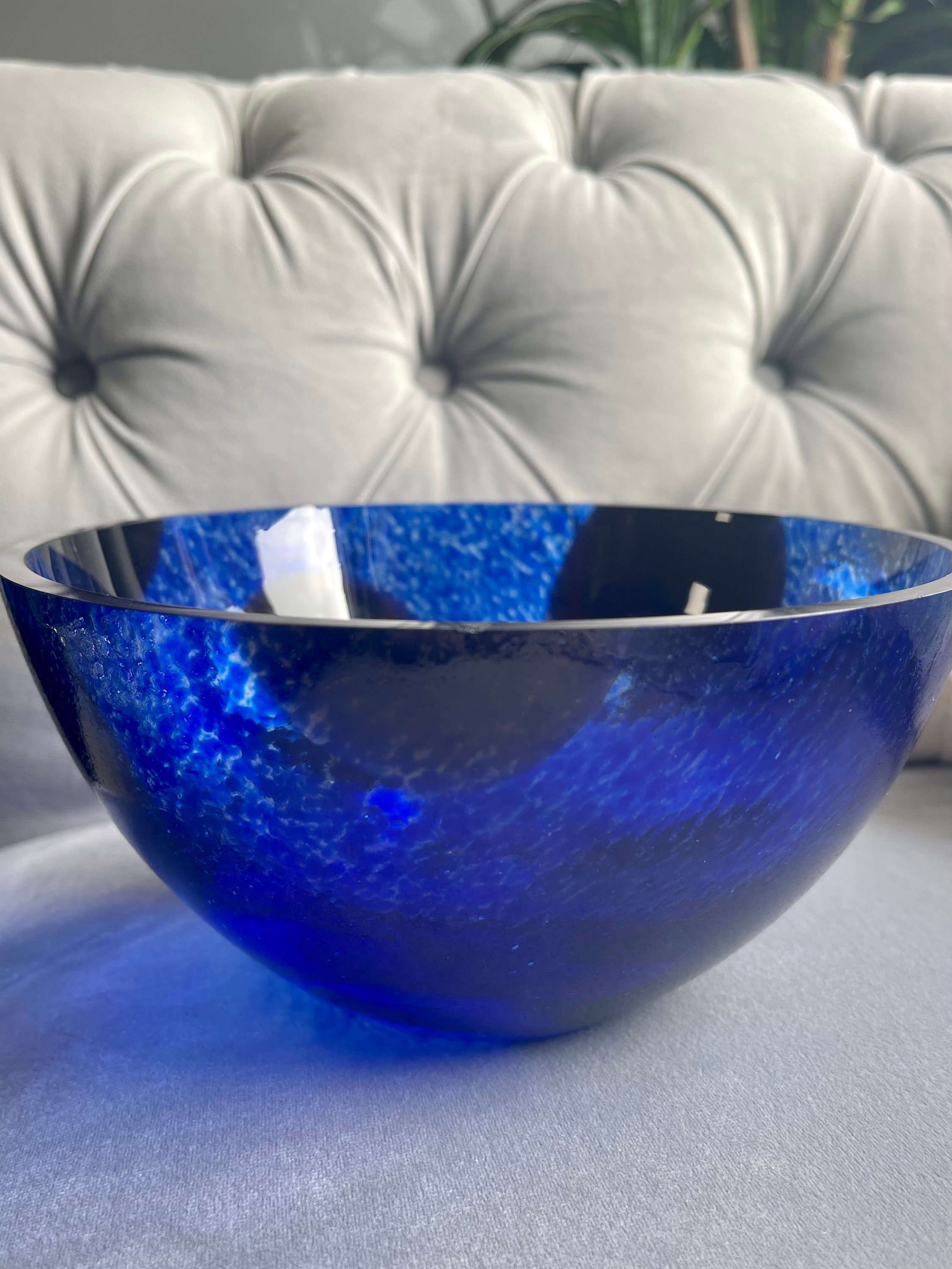 Hand Blown Cobalt Blue Bowl - Etsy