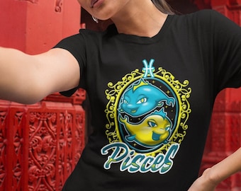 Pisces | Cute, Sexy, Ladies, Zodiac, Horoscope, Astrology, Original, Illustration, Fitted T-shirt