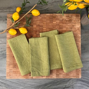 Premium French Linen Napkins 17x17", Sets, Stonewashed, Handcrafted Mitered Corners, Luxury Dining Gift, Elegant Table Decor (Lima Green) VASI studio.