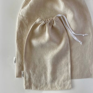 100% Organic Linen Bag - Drawstring closure - kitchen storage - Zero waste food - Eco-Friendly Gift - Reusable - Natural-Small 8&quot;x12&quot;