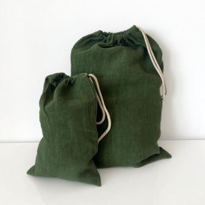 100% Linen Bread Bag - Drawstring closure - Organic Linen kitchen storage - Zero waste food storage - Eco-Friendly Gift - Reusable - Green