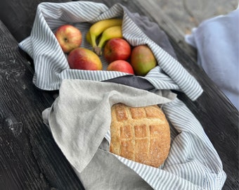 100% pure Linen Bento Bag - Organic Bread Bag, Eco-Friendly Lunch Tote,  Kitchen bag Storage, Lunch bag - Origami Pure Flax Hypoallergenic