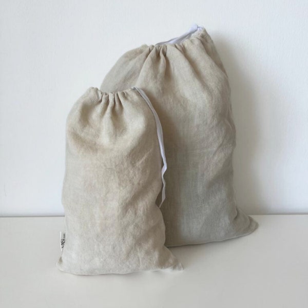 100% Linen Bread Bag - Drawstring closure - Organic Linen kitchen storage - Zero waste food storage - Eco-Friendly Gift - Reusable - Natural