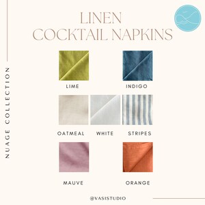 Linen Cocktail Napkins - 100% French Linen -10 x 10 inch, Set of 4 - Stonewashed Pure Linen - Handcrafted Cloth - Great Gift (Soft Oatmeal) VASI studio.