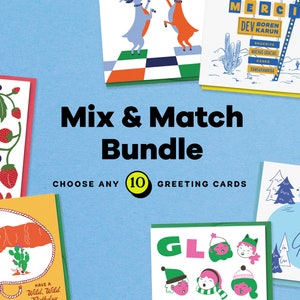 Mélangez et assortissez n'importe quel 10 cartes - Choisissez 10 cartes, cartes de voeux, couleurs vives, cartes mignonnes