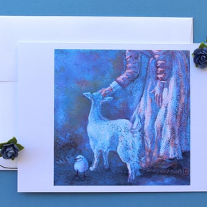 TUTELLE : carte de voeux : vierge, pliée, animaux de la ferme, vie simple, vie lente, 5 x 7 pouces, anniversaire, anniversaire, baptême, pour elle !