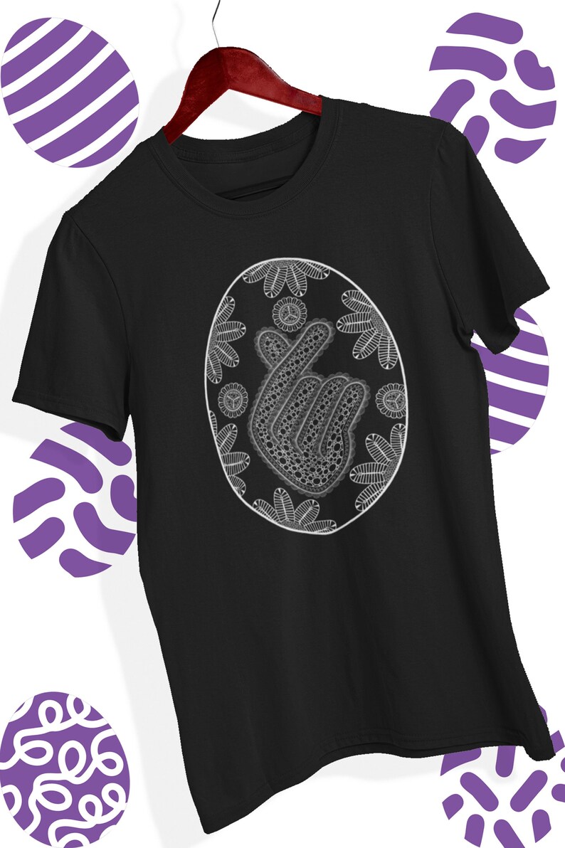 Grey T-Shirt Purple Finger Heart Hallyu Unisex - Branded Ideas main image 0