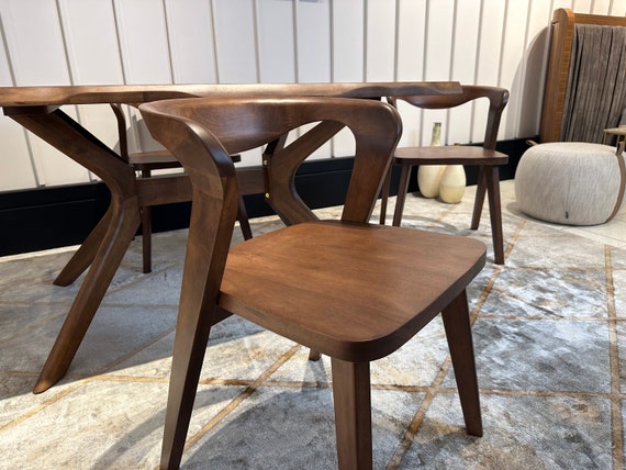 Set of 6 Modern Dining Chairs Solid Wood Legs Wood Chair Mid