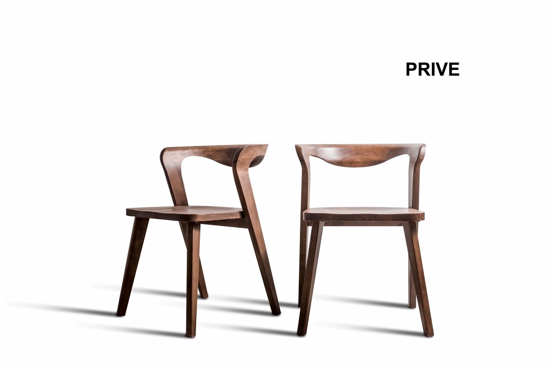 Set of 2 Modern Dining Chairs, Solid Wood, Mid Century Modern Dining