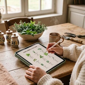 Printable Herb Guide Garden Reference Chart Botanical Kitchen Print Growing Planting Instruction Poster Digital Gardening Culinary Chart