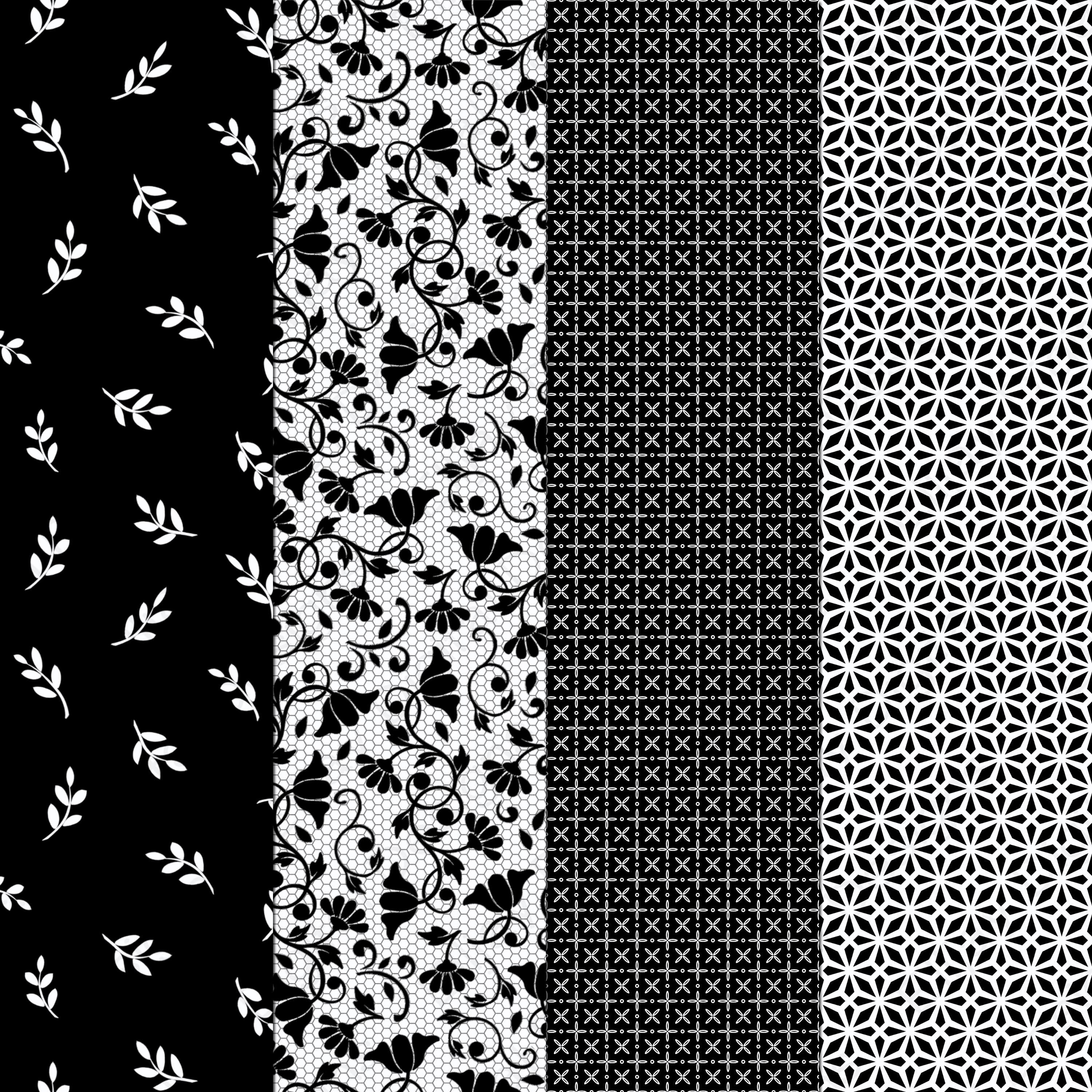 Black Floral Digital Paper Pack: Seamless Scrapbook Patterns (instant ...