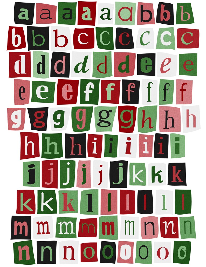 Christmas Ransom Note Alphabet: Red & Green PNG (digital Download) - Etsy
