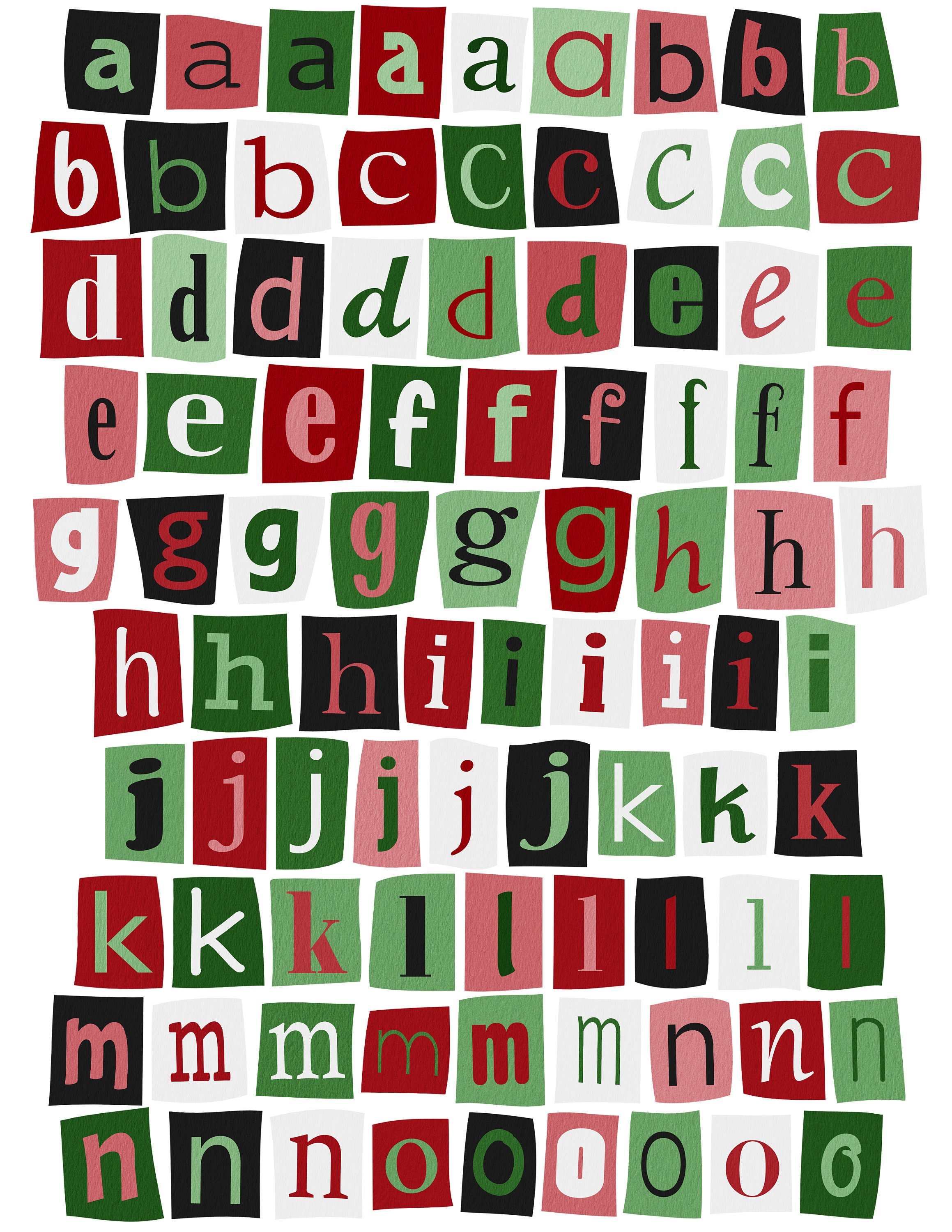 Christmas Ransom Note Alpha. PNG Alpha. Red and Green Christmas ...
