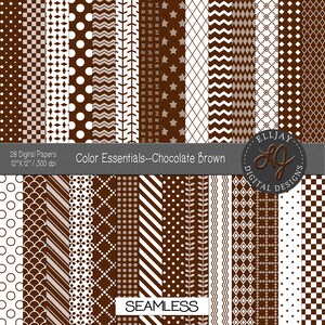 Paquete de papel digital marrón chocolate con textura ligera. Paquete de papel marrón sin costuras para álbumes de recortes. Patrones digitales. Papel marrón imprimible.