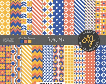 Retro Digital Paper Pack: Modern Seamless Patterns (Digital Download)