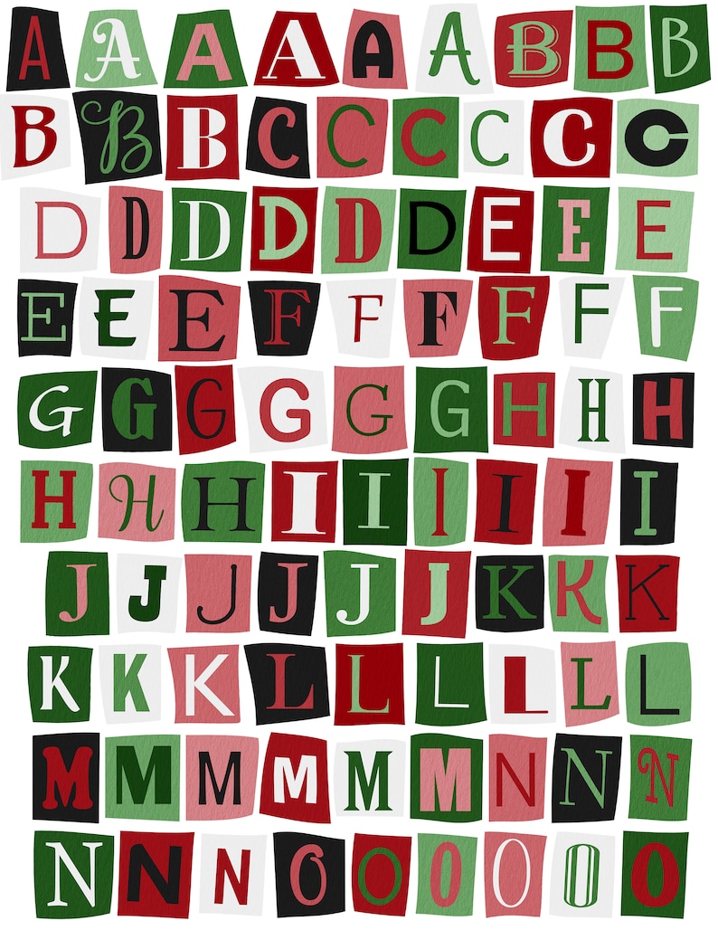 Christmas Ransom Note Alpha. PNG Alpha. Red and Green Christmas ...
