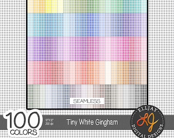 Papel digital de cuadros vichy: 100 colores, estampado continuo (descarga digital)