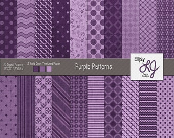Papel digital con textura grunge morada: Patrones para scrapbooking (descarga digital)