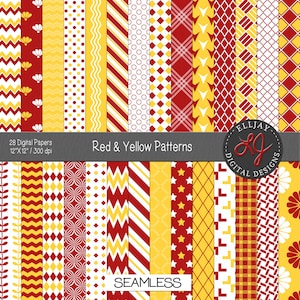 Papel digital rojo y amarillo con textura ligera para álbumes de recortes, manualidades, tarjetas, graduación, etc. Descarga instantánea para uso comercial.