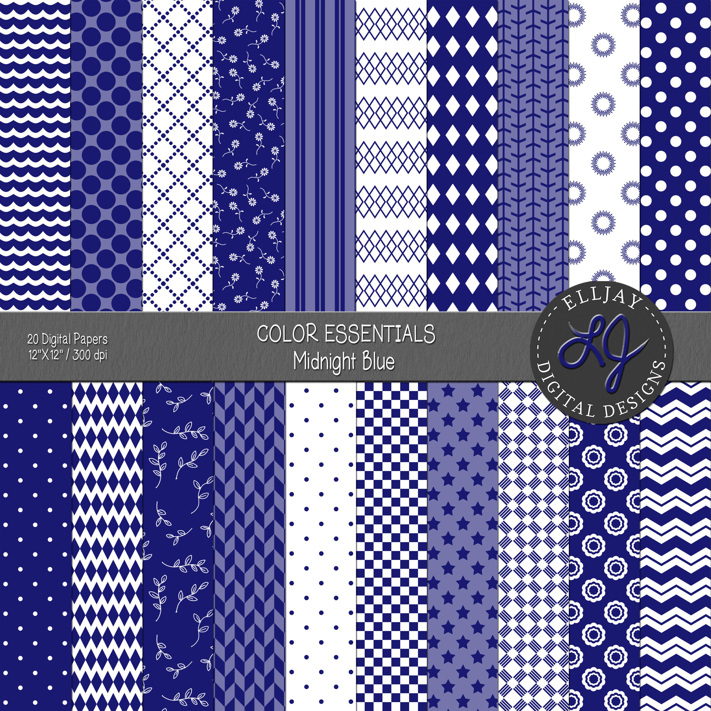 Midnight Blue Digital Paper Pack: Seamless Geometric Patterns (digital ...