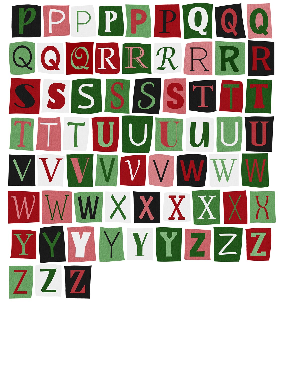 Christmas Ransom Note Alphabet: Red & Green PNG (digital Download) - Etsy