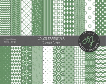 Russian Green Digital Paper Pack, Seamless Patterns (Digital Download)