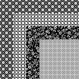 Black & White Floral Digital Paper Pack: 32 Seamless Patterns (digital ...