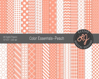 Peach Digital Paper: Seamless Scrapbook Patterns (Digital Download)