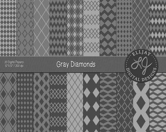 Gray Diamond Pattern Digital Paper Pack (Digital Download)