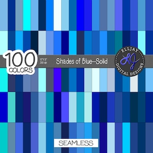 Shades of blue digital paper. 100 shades of blue. Blue solid digital paper. Blue scrapbook paper. Blue digital backgrounds. Instant download