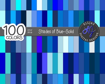 Shades of blue digital paper. 100 shades of blue. Blue solid digital paper. Blue scrapbook paper. Blue digital backgrounds. Instant download