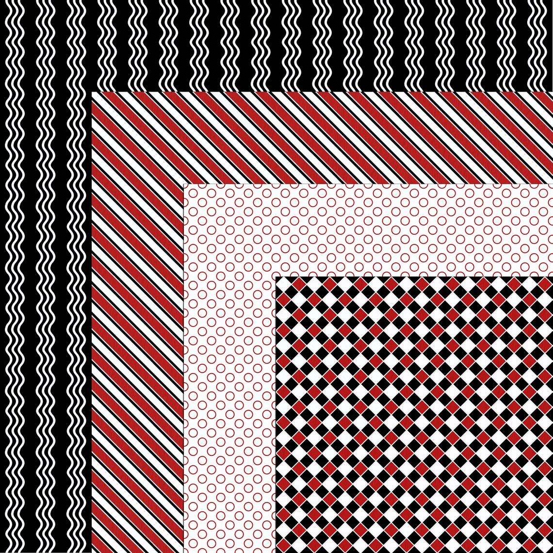 Red and Black Digital Paper Pack: Seamless Patterns (digital Download ...