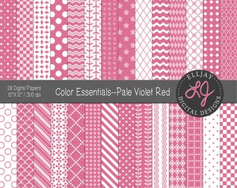 Pink Digital Paper: Seamless Violet Red Scrapbook Patterns (Instant Download)