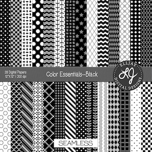 Pack de papier numérique transparent noir et blanc. Papier de scrapbooking numérique noir. Arrière-plans numériques noirs. Motifs noirs. Utilisation commerciale.