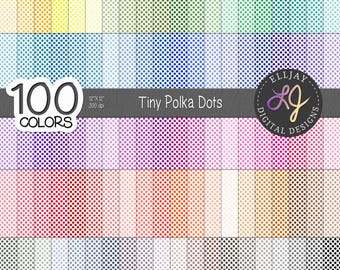 Cyfrowy papier w kropki: 100 kolorów, do scrapbookingu i tworzenia kartek (12"x12") JPG (pobieranie cyfrowe)